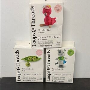 Loops & Threads Crochet Kit - Flamingo, Peas, and Cat